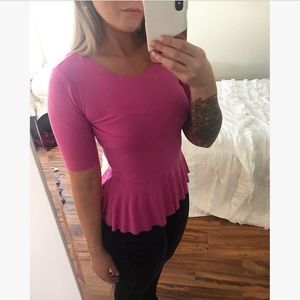 Vince Camuto Pink Peplum Cotton Blouse